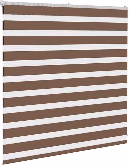 Berkfield Home Elegant Zebra Blind in Brown, W: 140 cm, H: 100 cm, Polyester Fabric – 1