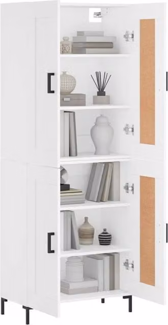 Berkfield Home Modern White Matt Highboard with Hinged Doors and Internal Shelves W/D/H: 69.5 x 34 x 180 cm