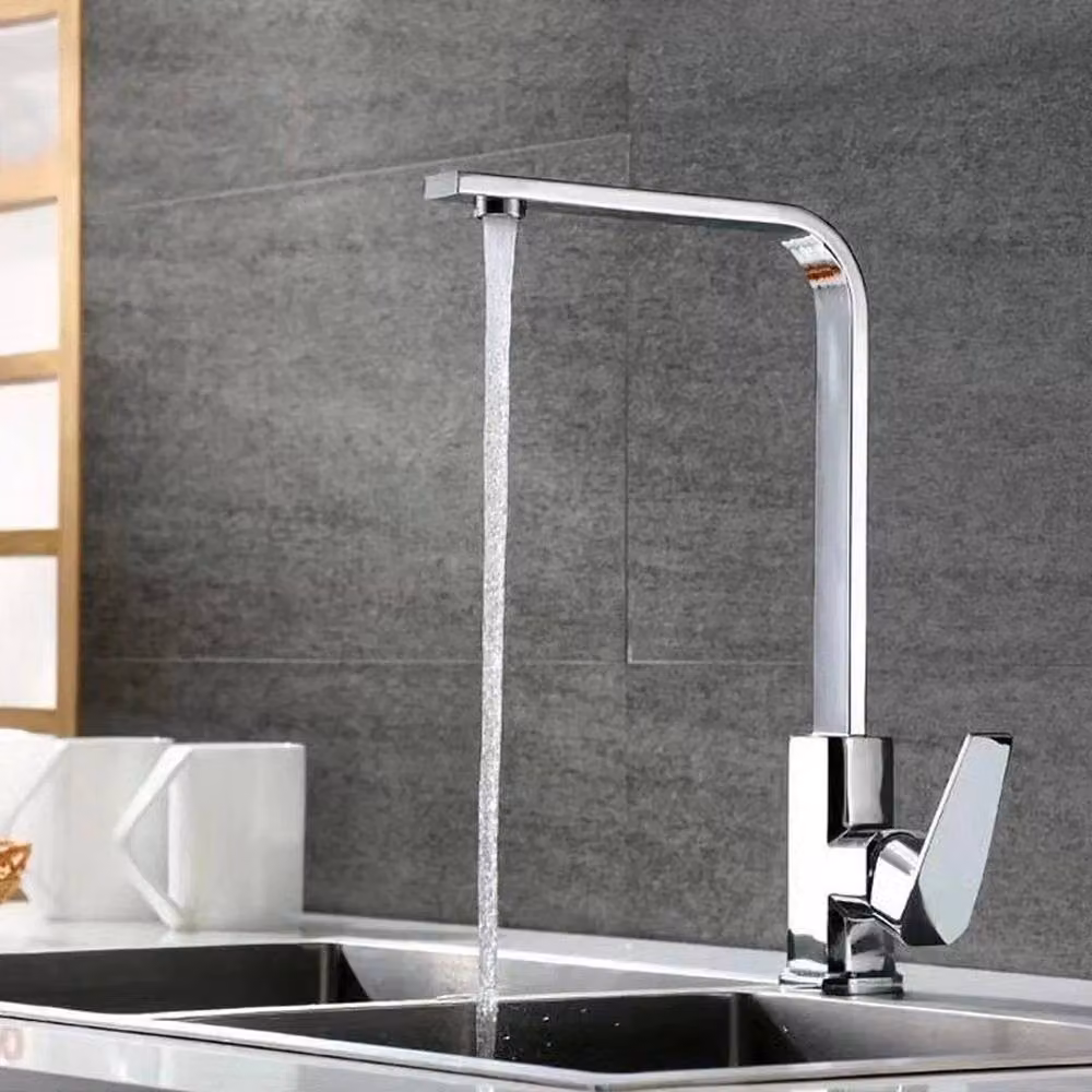 FLAVORA Silver Chrome Kitchen Sink Mixer Tap with Swivel Spout and Two Handles – 3