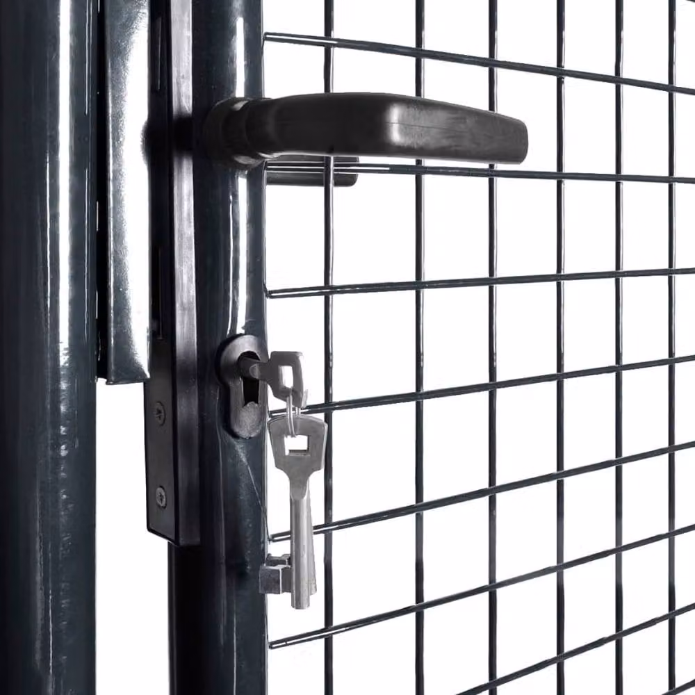 Berkfield Home Mesh Garden Gate in Galvanised Steel, Grey, W: 85.5 cm, H: 100 cm – 3