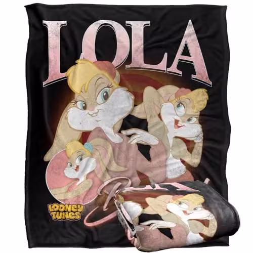LOGOVISION Looney Tunes Lola Bunny Super Soft Silky Touch Fleece Throw Blanket, Multicolour, W: 152 cm, D: 127 cm – 1