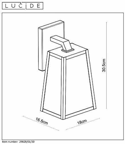 Lucide MATSLOT Black Rustic Outdoor Wall Lantern with Glass, H 30.5 x W 16.5 x D 16.5 cm, E27 – 3