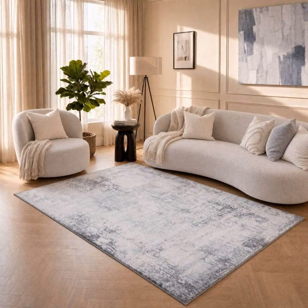 THE RUGS Elaris Stain Resistant Abstract Grey Area Rug, W: 200 cm, D: 290 cm – 2