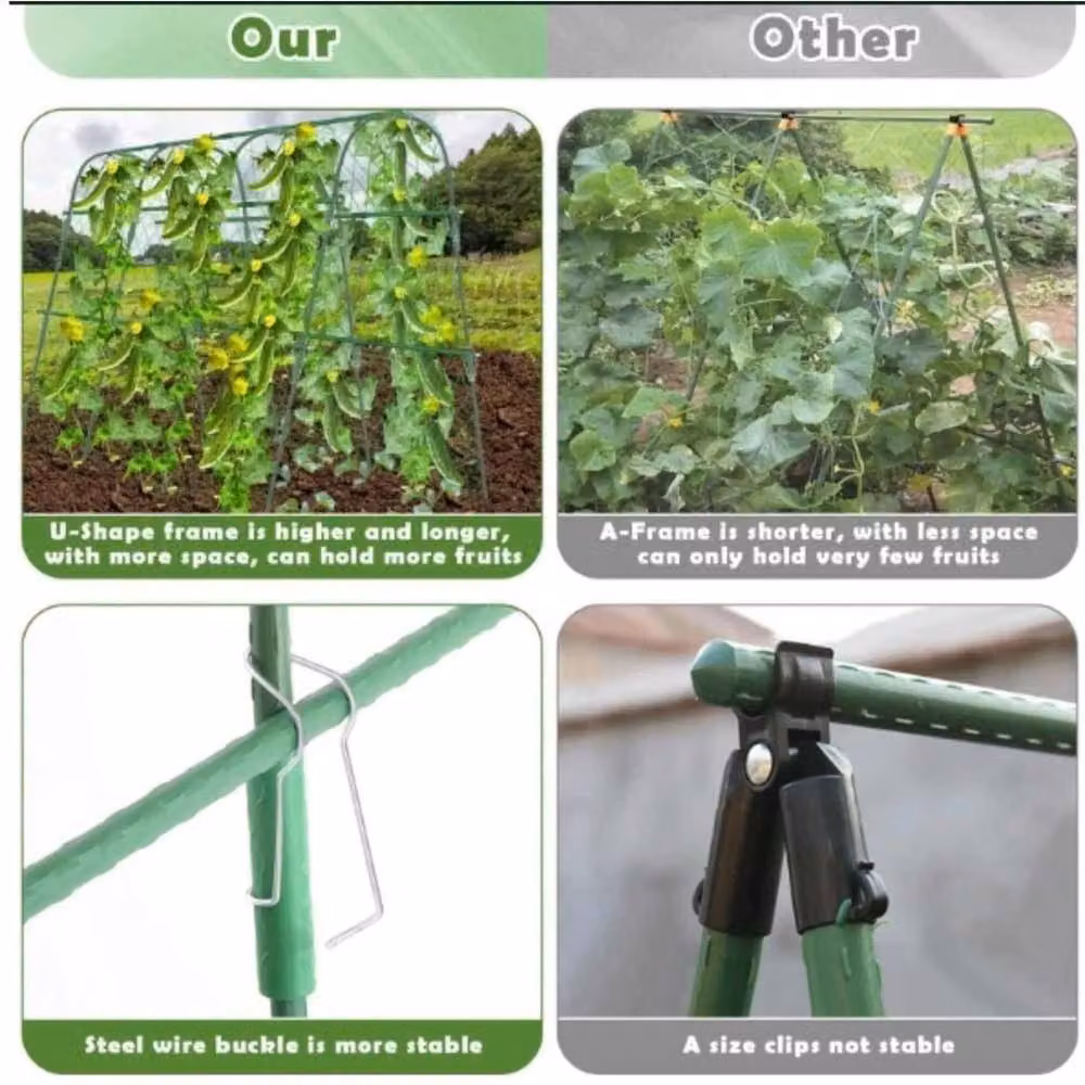 SPETLEK U Frame Garden Trellis Support for Climbing Plants and Vegetables in Green, H 100 cm x W 15 cm – 2