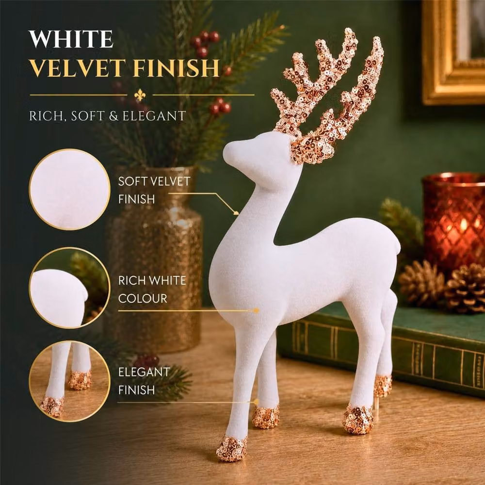 Shatchi White Christmas Reindeer Figurine, Height: 23 cm – 3