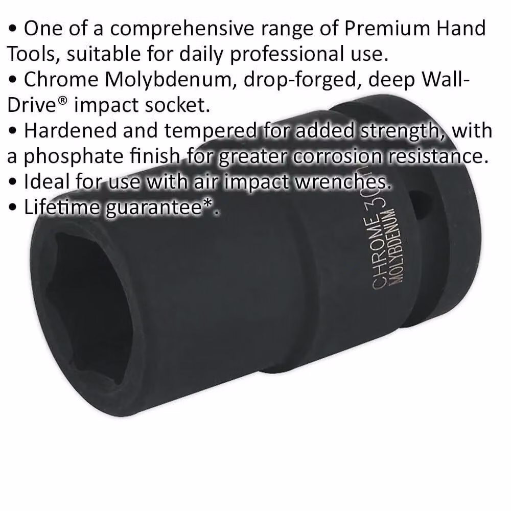 Loops 30mm Forged Deep Impact Socket 1 Inch Sq Drive Chromoly Wrench Socket Black – 2
