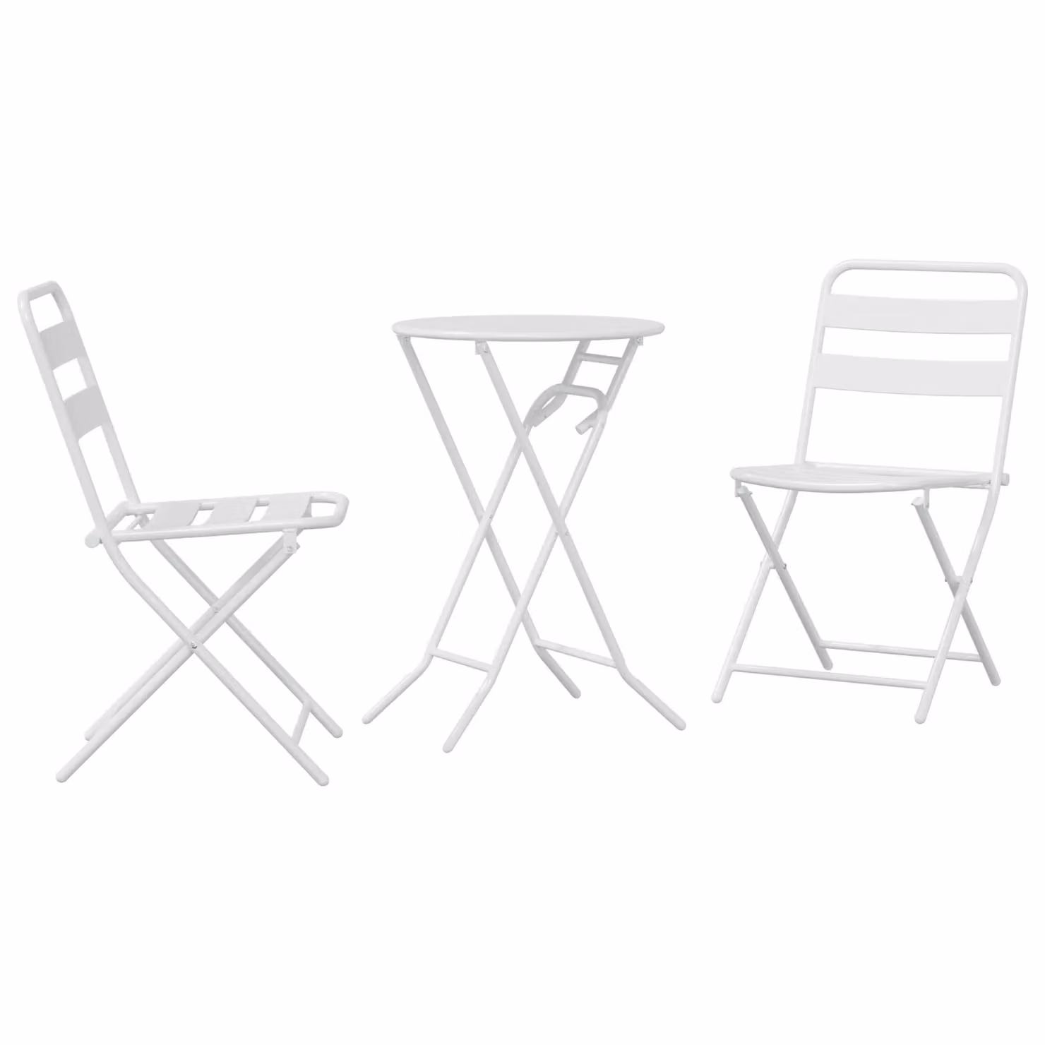 Berkfield Home 3 Piece Folding Bistro Set in White Matt Steel – 2