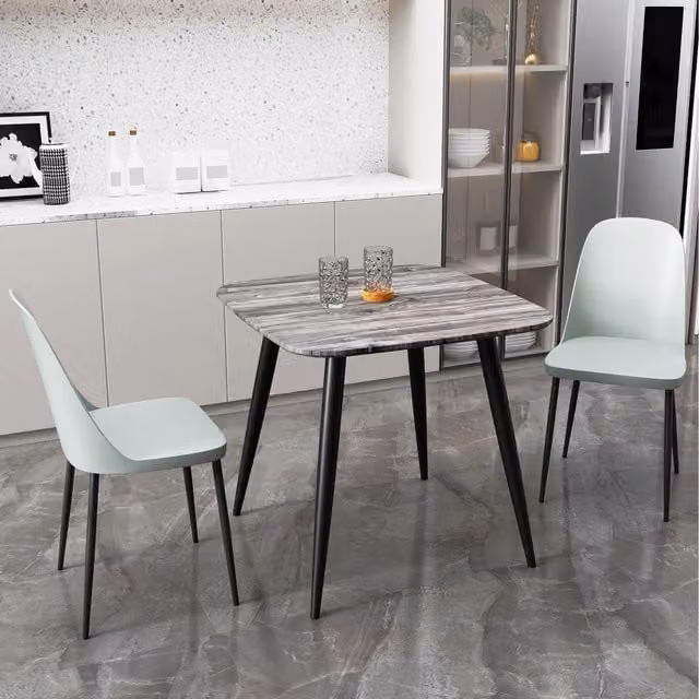 Core Products Ltd Aspen Square Grey Oak Effect Dining Table and 2 Duo Plastic Chair Set - Light Grey