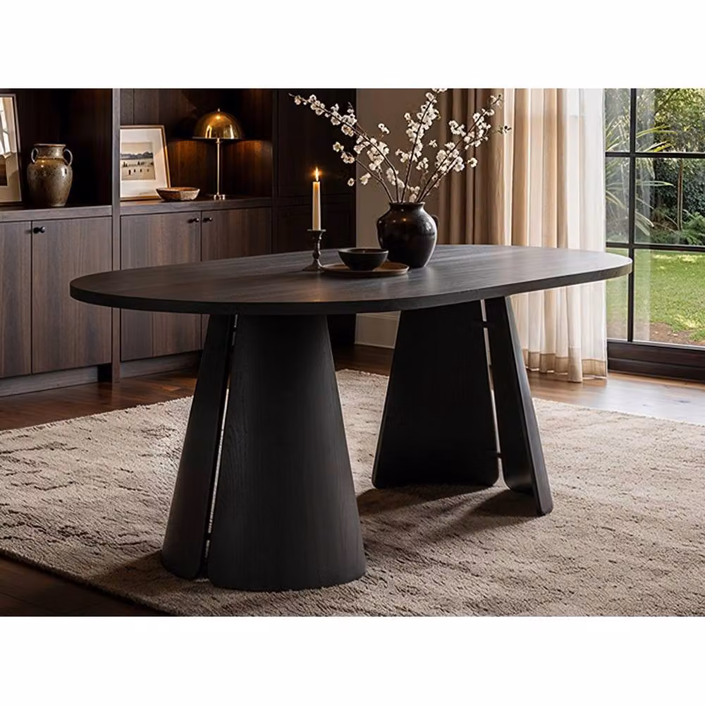 Solace+Co Ebony Round Extendable Dining Table, Black, 4-6 Seater – 2