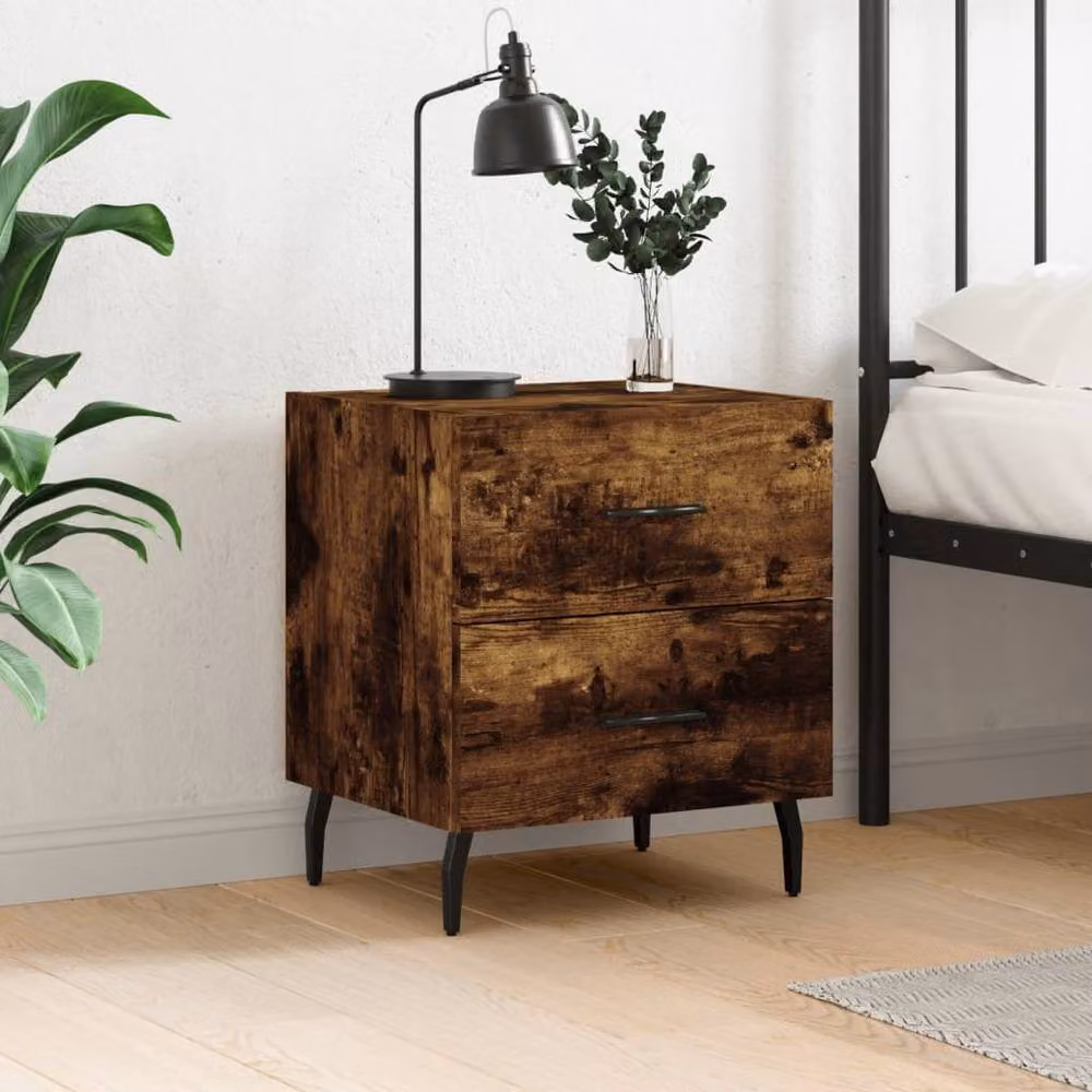 Berkfield Home Bedside Cabinet in Smoked Oak Brown, W/D/H: 40 x 35 x 47.5 cm – 2