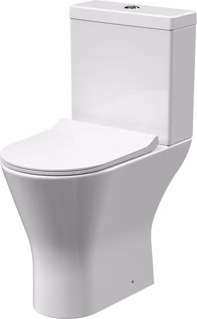 Balterley White Comfort Height Rimless Toilet Pan, Cistern and Soft Close Seat, W/D/H: 38.0 x 84.5 x 60.5 cm – 1