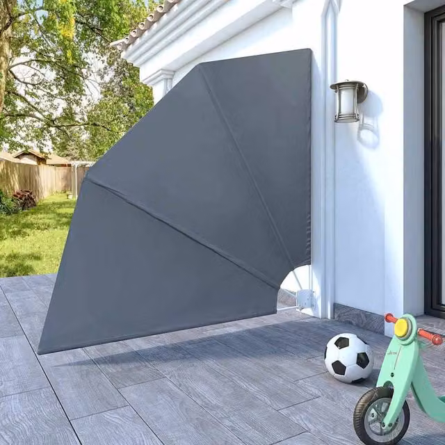 Berkfield Home Durable Collapsible Balcony Side Awning in Grey, W/D/H: 210 x 210 x 210 cm