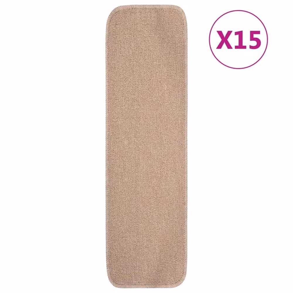 Berkfield Home Decorative Anti Slip Stair Mats, 15 Pack, Beige, W: 75 cm, D: 20 cm – 2