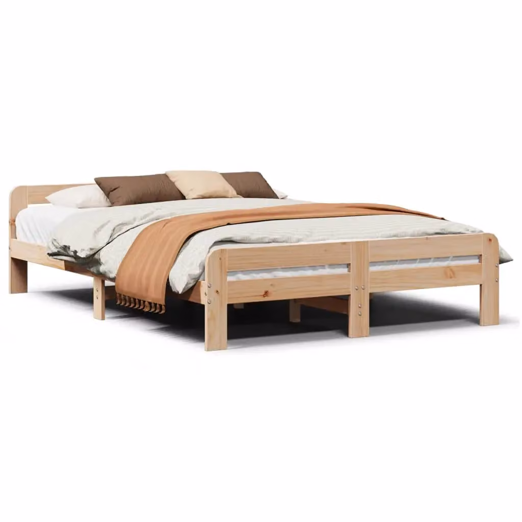 Berkfield Home King Size Solid Wood Pine Bed Frame in Brown, 150 x 200 cm – 2