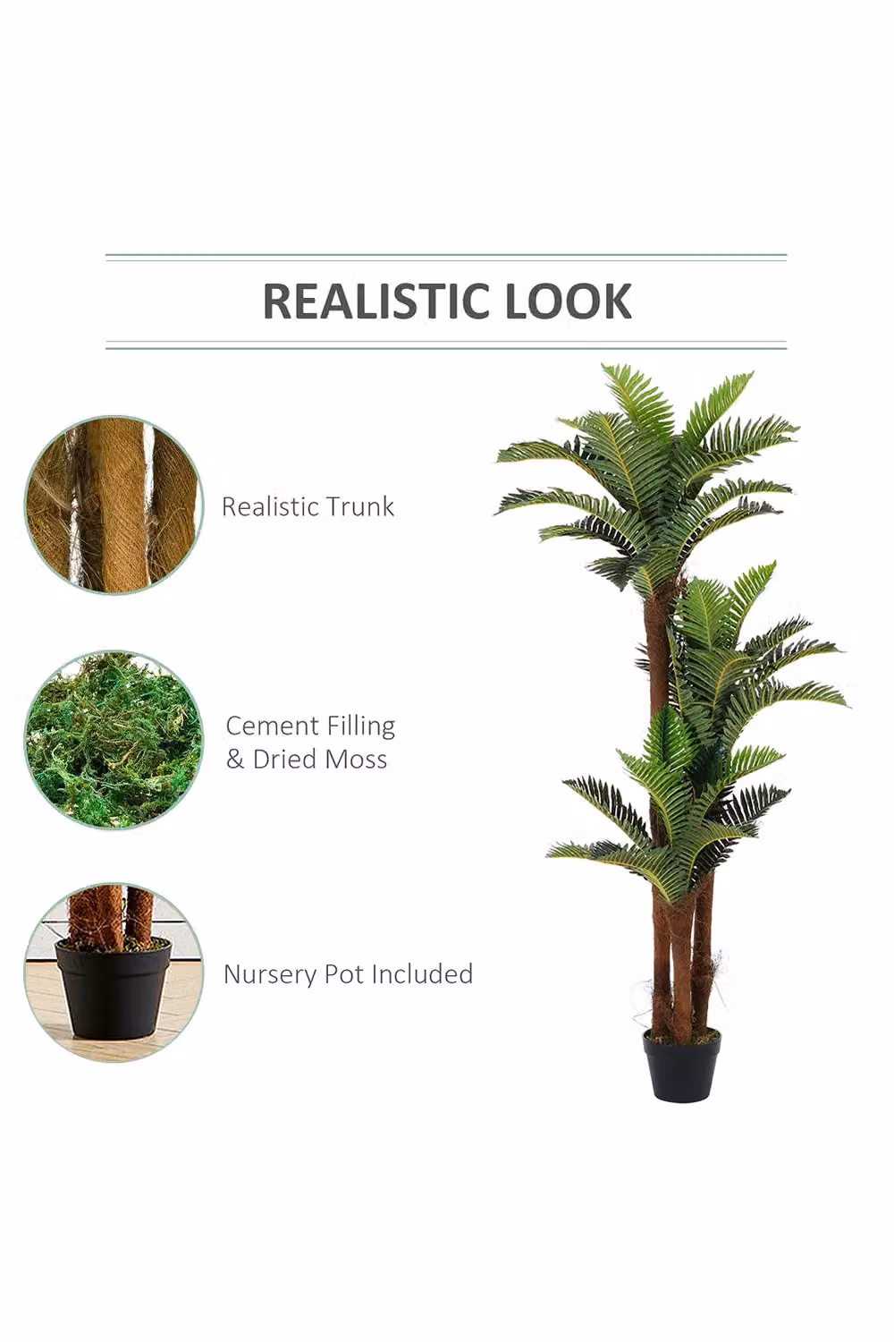 Living and Home Green Artificial Phoenix Fern Potted Plant, Height: 150 cm – 3