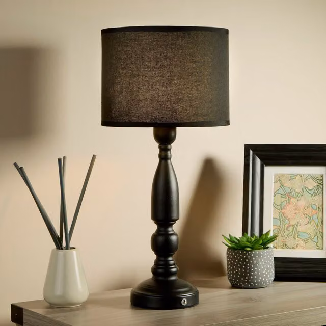 Lighting Collection Black Rechargeable Dimmable Metal Candle Table Lamp