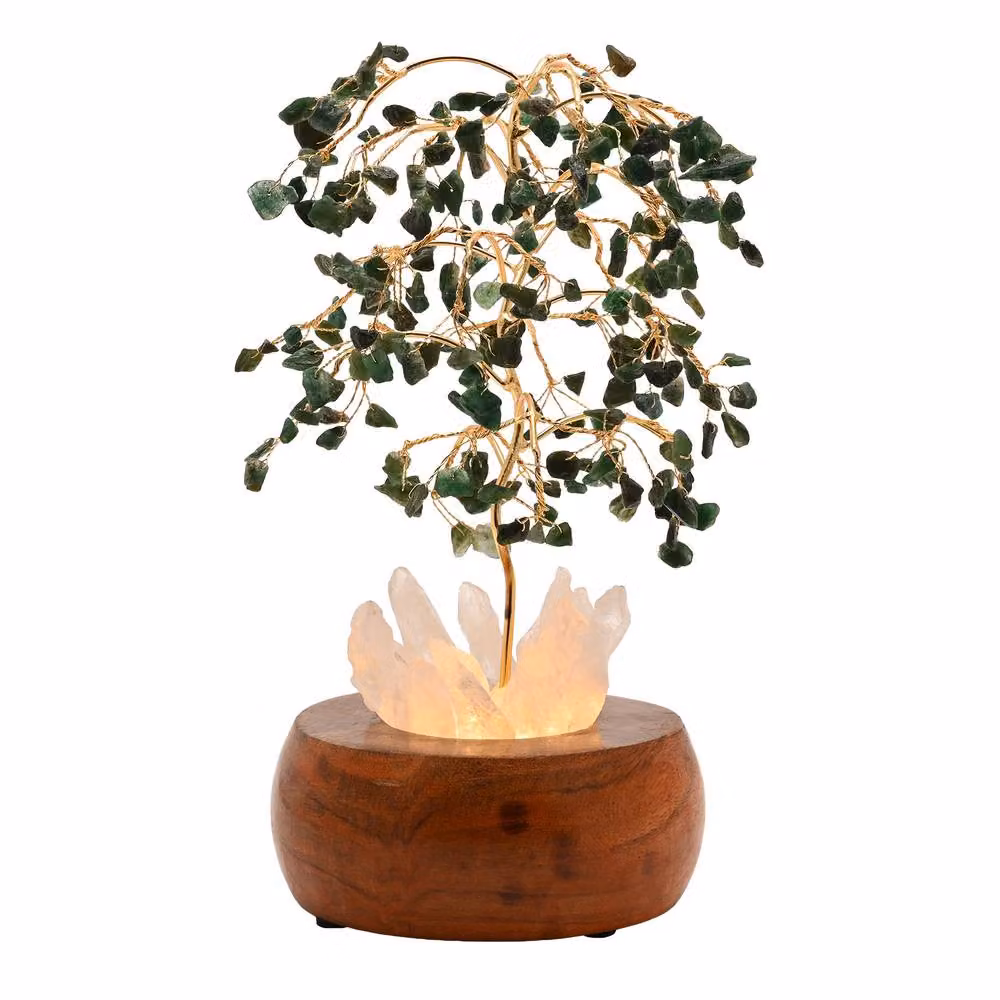 Serenity Aventurine LED Glow Tree in Green with Crystal and Wood Accents – 2