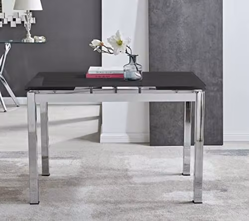 FurnitureboxUK Enna Black Glass Extending Rectangular Modern Dining Table – 2