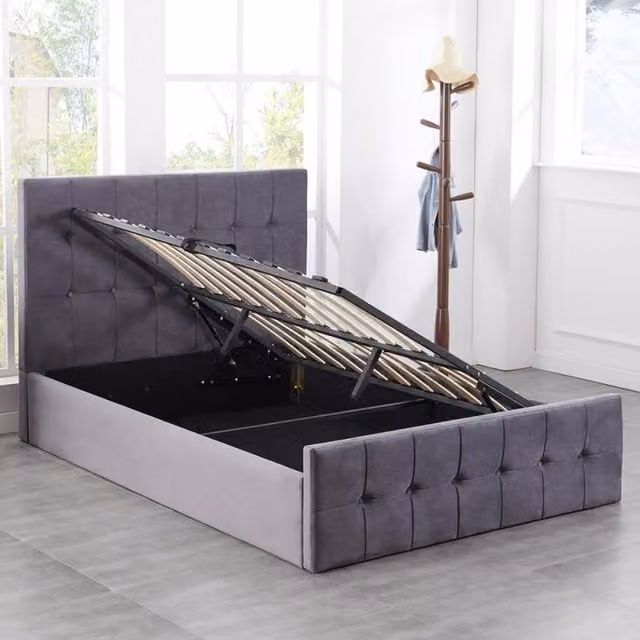 Kosy Koala Milano Single Ottoman Storage Bed Frame in Grey Velvet