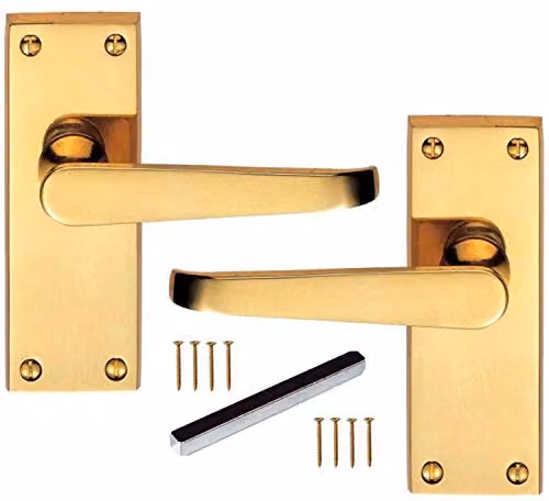 Golden Grace Victorian Straight Lever Latch Door Handles in Polished Brass