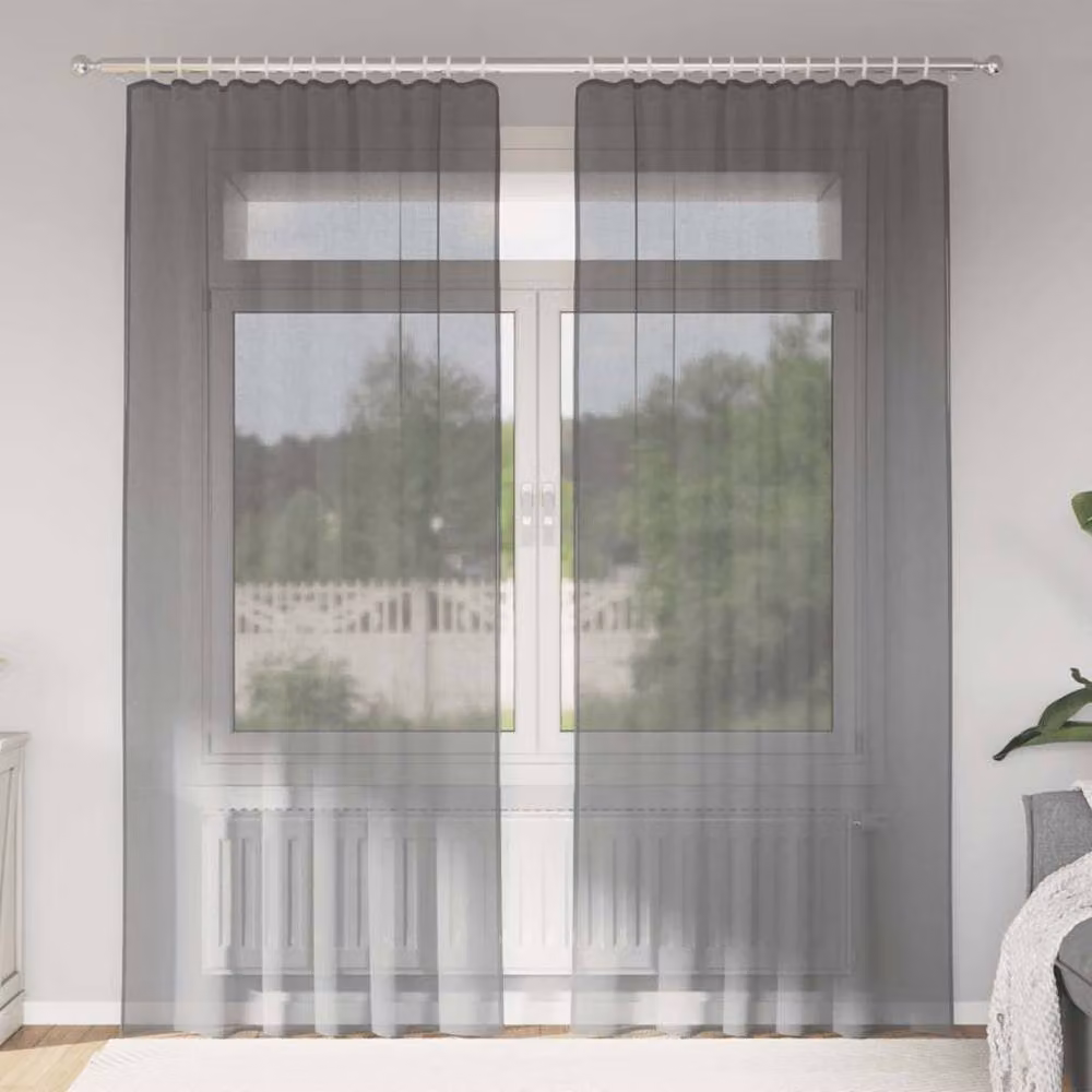 Berkfield Home Dark Grey Voile Fabric Panel Curtains with Rod Pockets, 2 Pack – 2