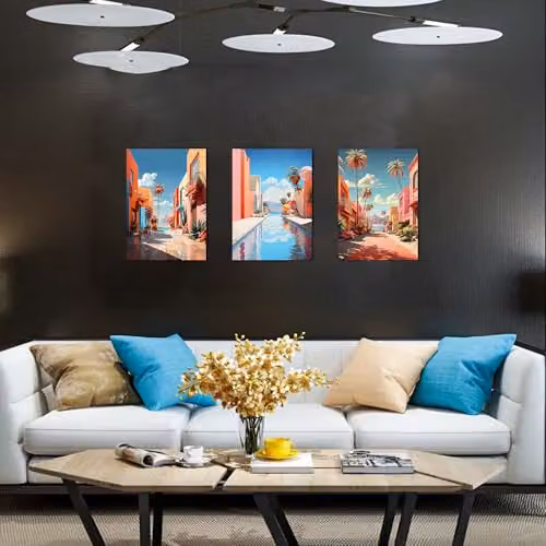Simpa Paradise Road 3 Panel Multicolour Canvas Wall Art – 4
