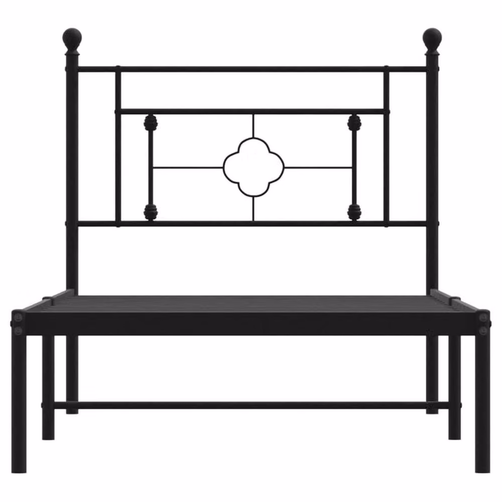Berkfield Home Metal Bed Frame with Headboard, Black, W/D/H: 90 x 190 cm – 3