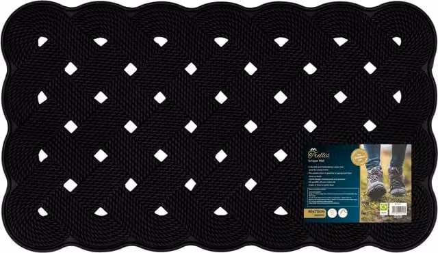 JVL Black Trellis Rubber Scraper Mat