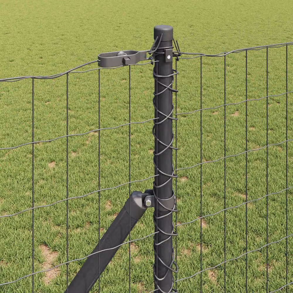 Berkfield Home Euro Fence with 7 Posts, Galvanised Steel, Dark Grey, W: 10 m, H: 1.4 m – 3