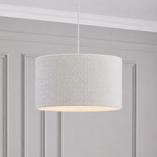 CGC Lighting Messina White Luxury Cotton Drum Lampshade, Diameter: 30 cm