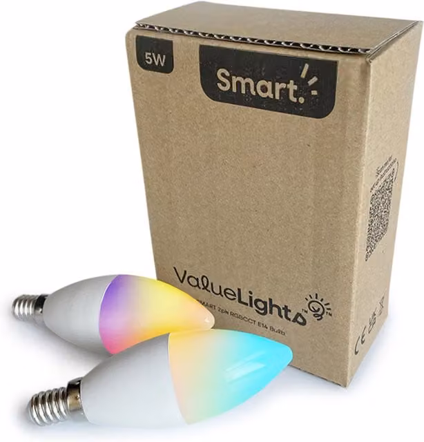 ValueLights 2 Pack Smart WiFi RGBW Candle Light Bulbs in Pink and Multicolour with Timer and Voice Control Compatibility