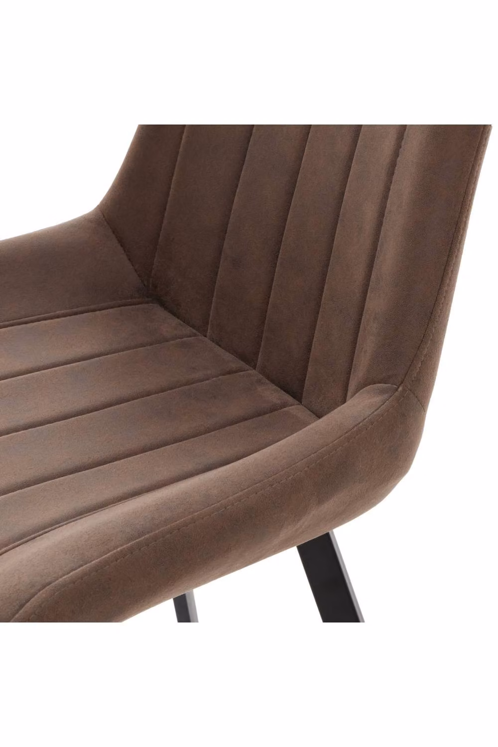 KDMD Malmo Channel Stitched Dining Chair in Coffee Brown with Black Metal Legs – 3