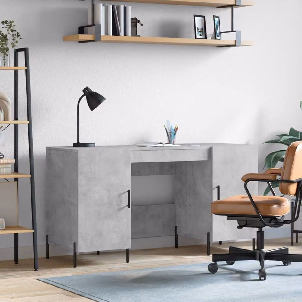 Berkfield Home Elegant Writing Desk in Concrete Grey, W/D/H: 140 x 50 x 75 cm – 2