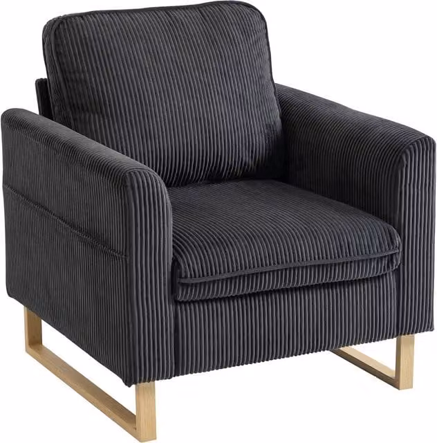 HOMCOM Modern Grey Accent Armchair with Metal Legs – 1