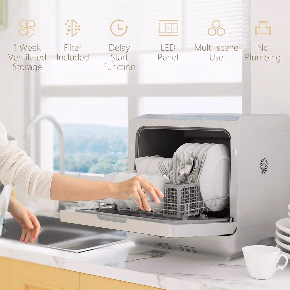 STILVORA Tabletop Dishwasher with 4 Place Settings in White – 4