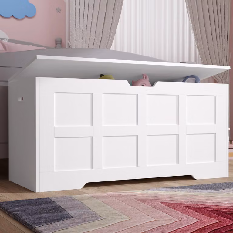 DHS White Shaker Style Storage Chest with Soft Close Lid and Safety Hinges, W/D/H: 100 x 40 x 48 cm