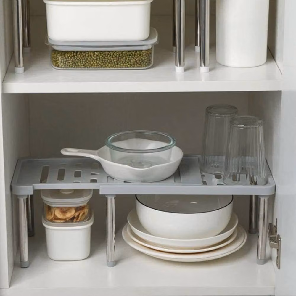 FORGEVIO Adjustable Kitchen Pantry Shelf Organiser in Matt Grey – 2