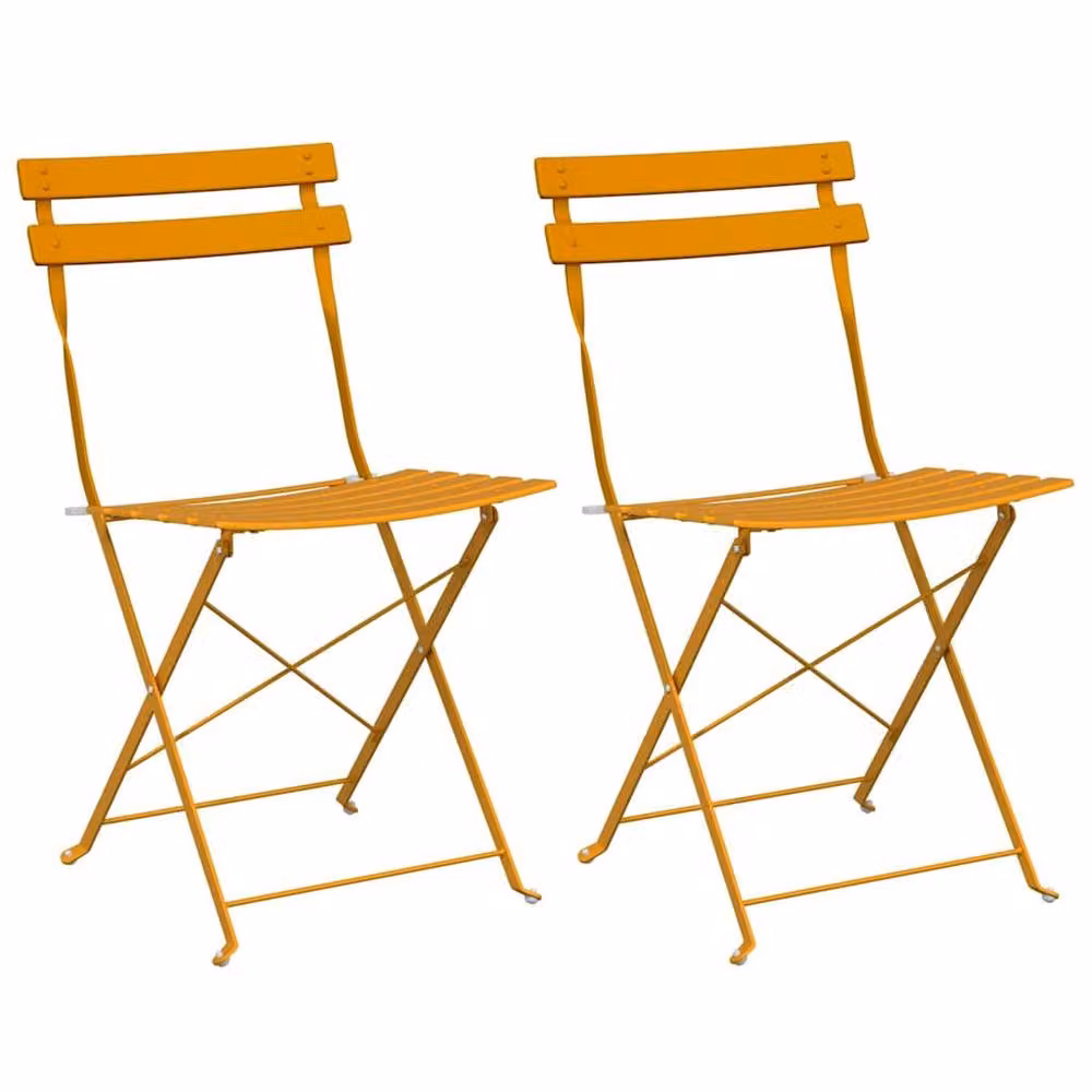 Berkfield Home Compact Foldable Metal Outdoor Chair in Yellow – 2