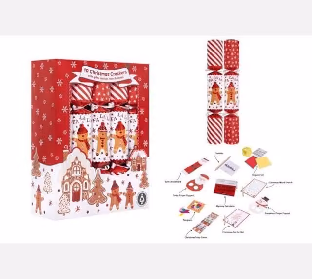 KDMD Red and White Striped Gingerbread Animal Christmas Crackers, 30.48 cm