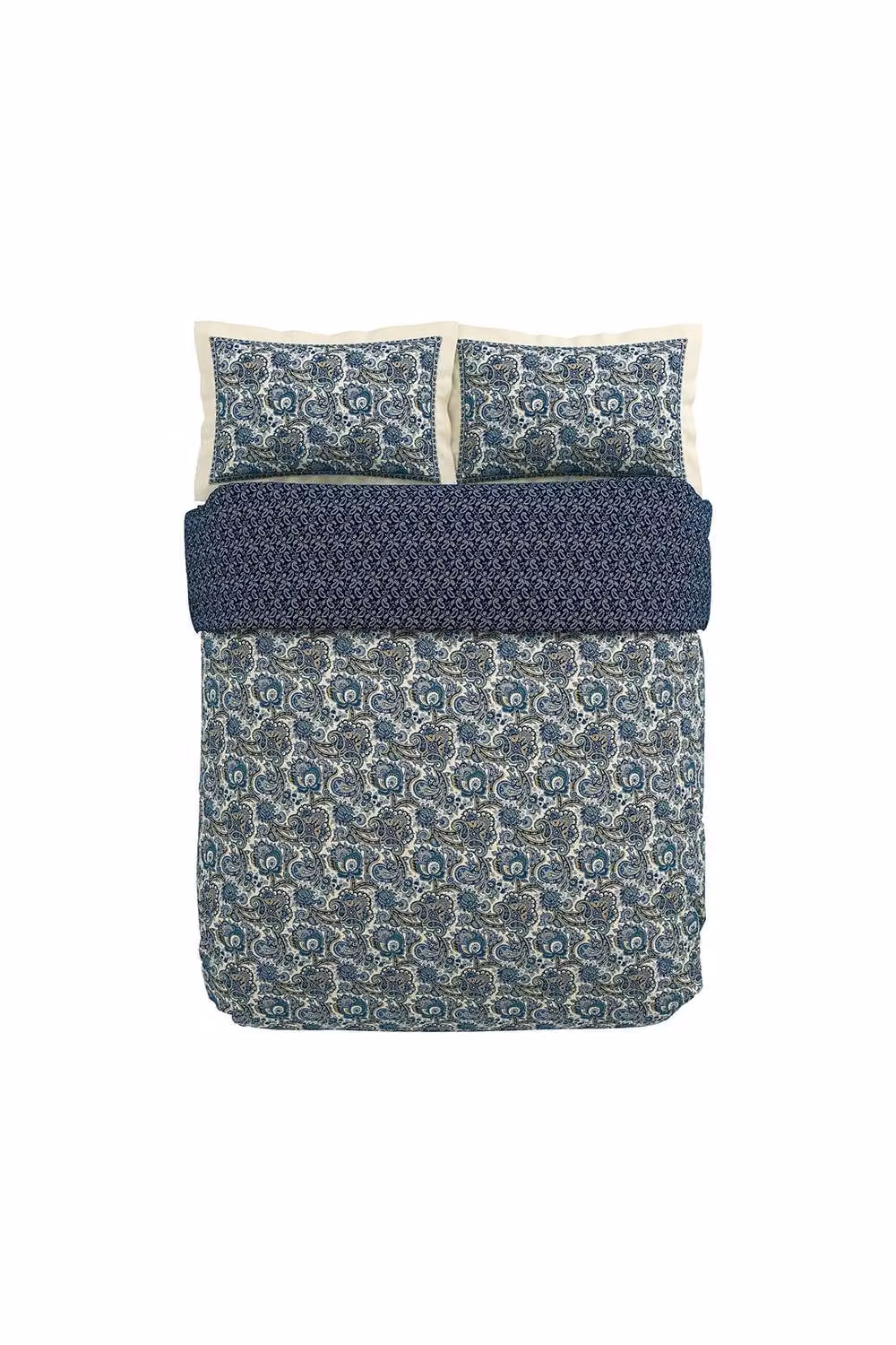 V&A Elysian Cotton Percale Duvet Cover and Pillowcase Set, Blue, W: 200 cm x H: 200 cm – 2