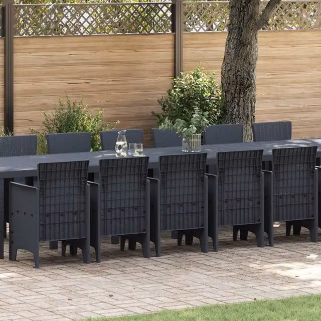 Berkfield Home 17 Piece Anthracite Poly Rattan Garden Dining Set – 1