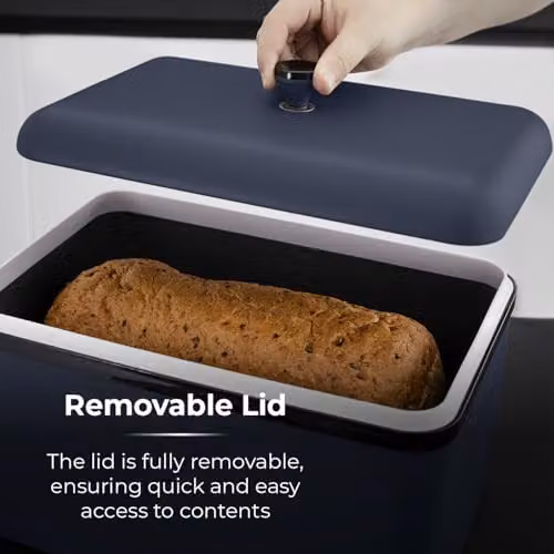 Tower Sera Bread Bin in Midnight Blue and Black with Airtight Metal Body – 5