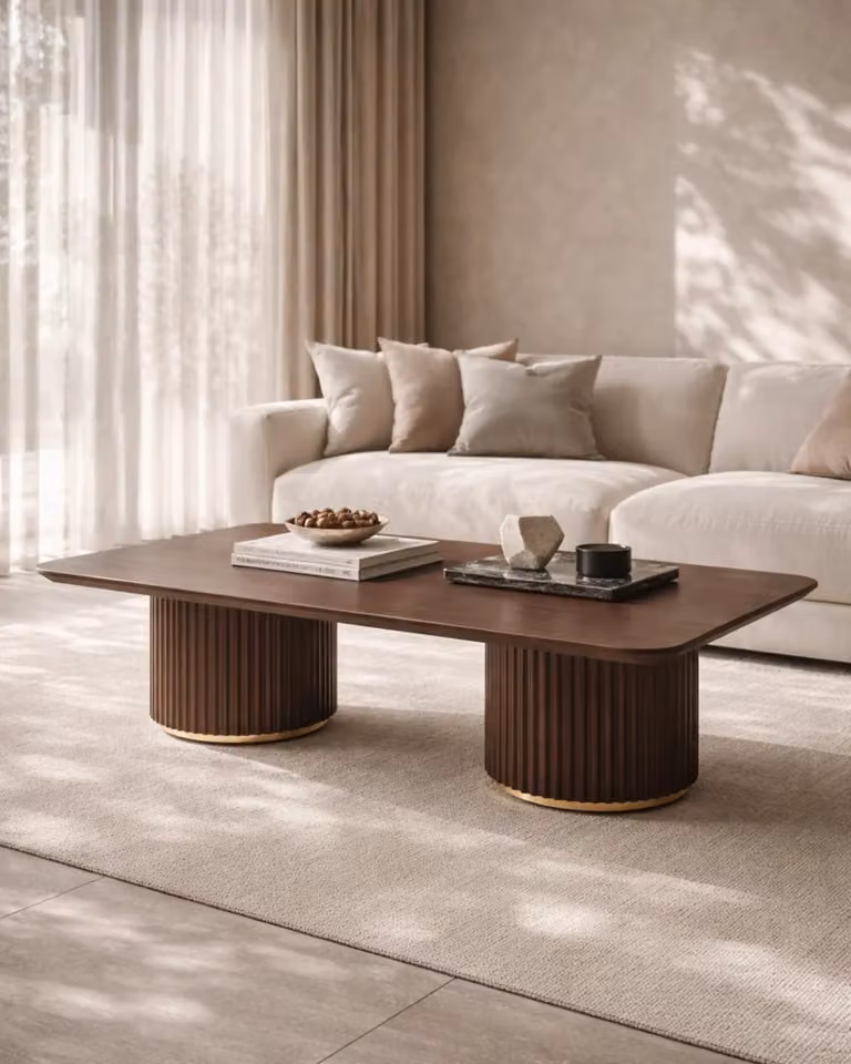Tommy Franks Lantine Coffee Table in Walnut and Brass, W/D/H: 140 x 70 x 36 cm