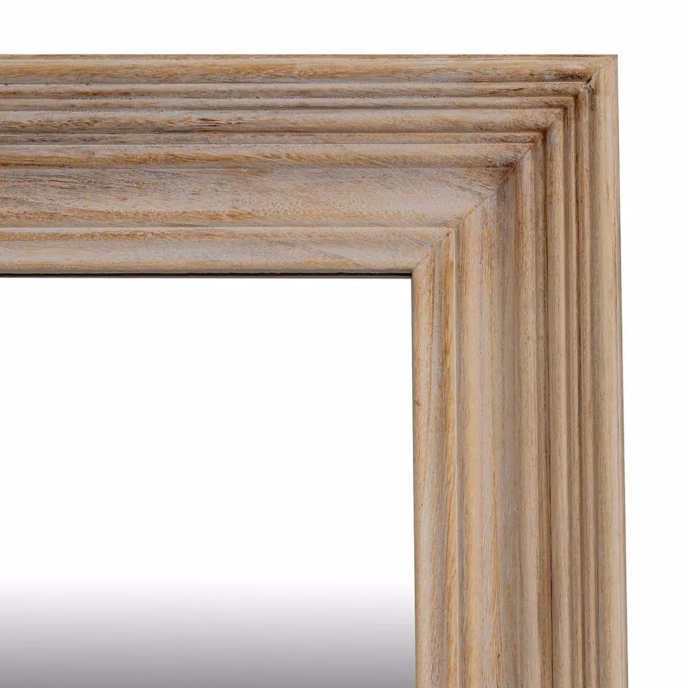 Lemon Pavilion Rustic Washed Wood Medium Framed Wall Mirror, Brown in Light Sand, W: 80 cm, H: 150 cm – 2