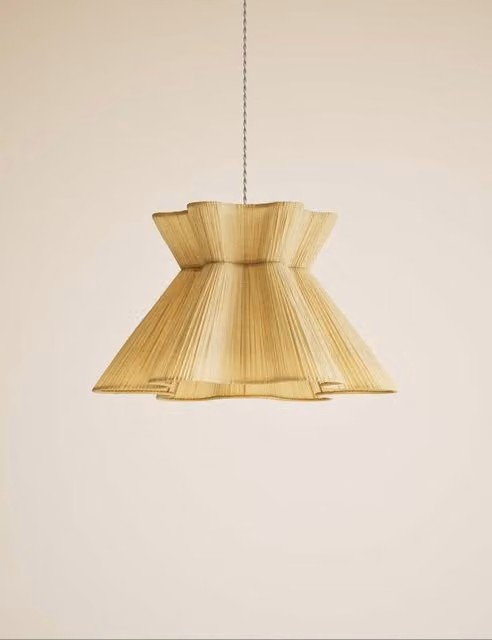 M&S Scallop Pleated Fabric Easy Fit Ceiling Lamp Shade in Cream and Beige