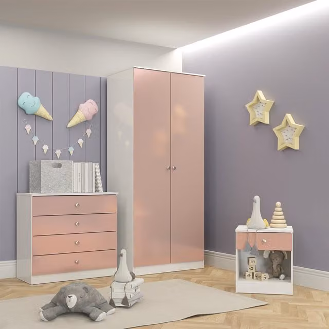 Seconique Denver Trio Set in White and Pink Gloss
