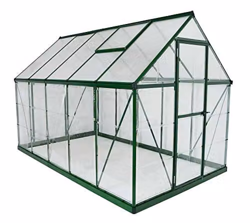 Palram Hybrid Polycarbonate Greenhouse in Green, W: 185 cm, H: 208 cm, L: 306 cm – 1