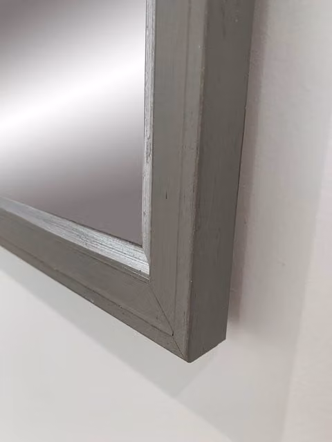 Benjamin Tate Design LTD Modern Step Wall Mirror in Pale Grey with Silver Glass, 71 x 71 x 71 cm