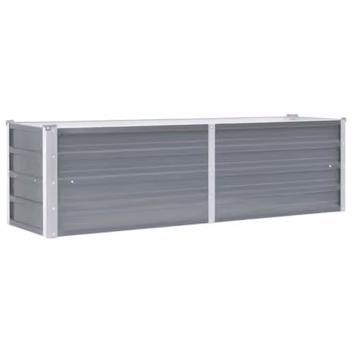 vidaXL Grey Galvanised Steel Raised Bed for Vegetable, Herb or Ornamental Gardens W: 160 cm, D: 40 cm, H: 45 cm – 1