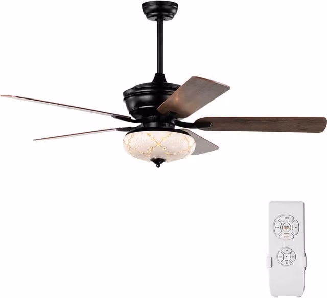 COSTWAY Retro Reversible Ceiling Fan with Remote Control and Timer in Black